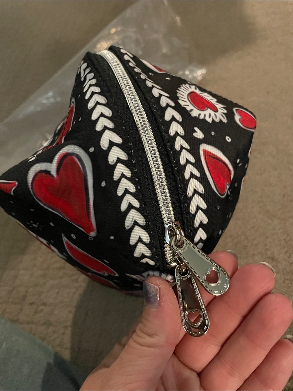 Brighton Black Cosmetic Case with Red Heart Print - Picture 12 of 13